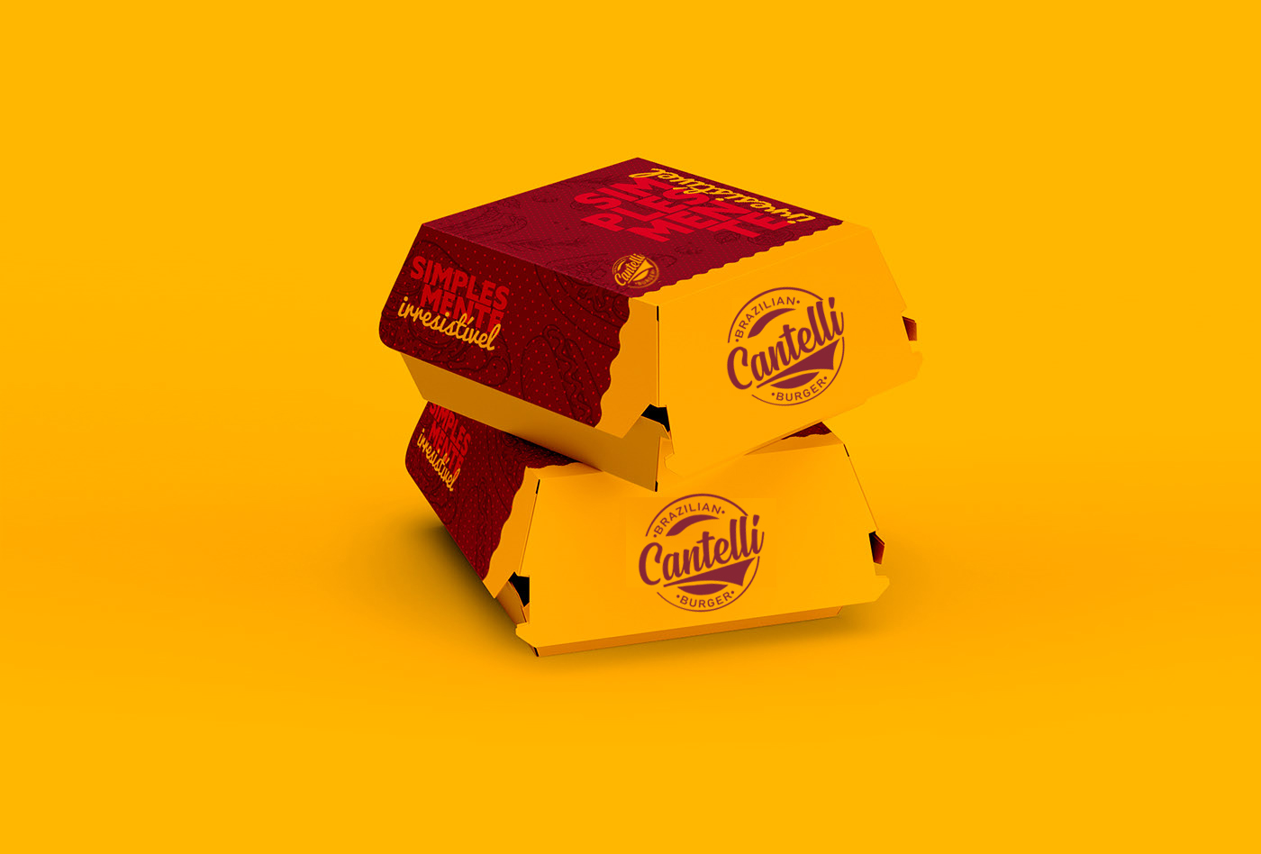Caixas de hambúrguer com identidade original Cantelli Burger